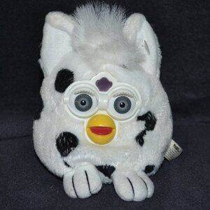 Furby Buddies Vintage White And Black Cow Print Stuffed Plush